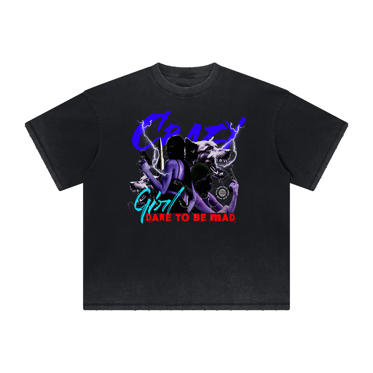 Heavyweight Faded Gangsta Pattern Tee-INNBLAC Fashion Apparel