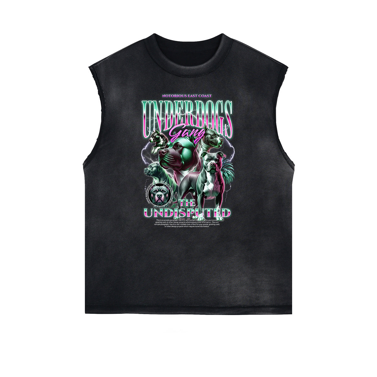 Sleeveless Frayed Edge Gangsta Pattern Tee-INNBLAC Fashion Apparel