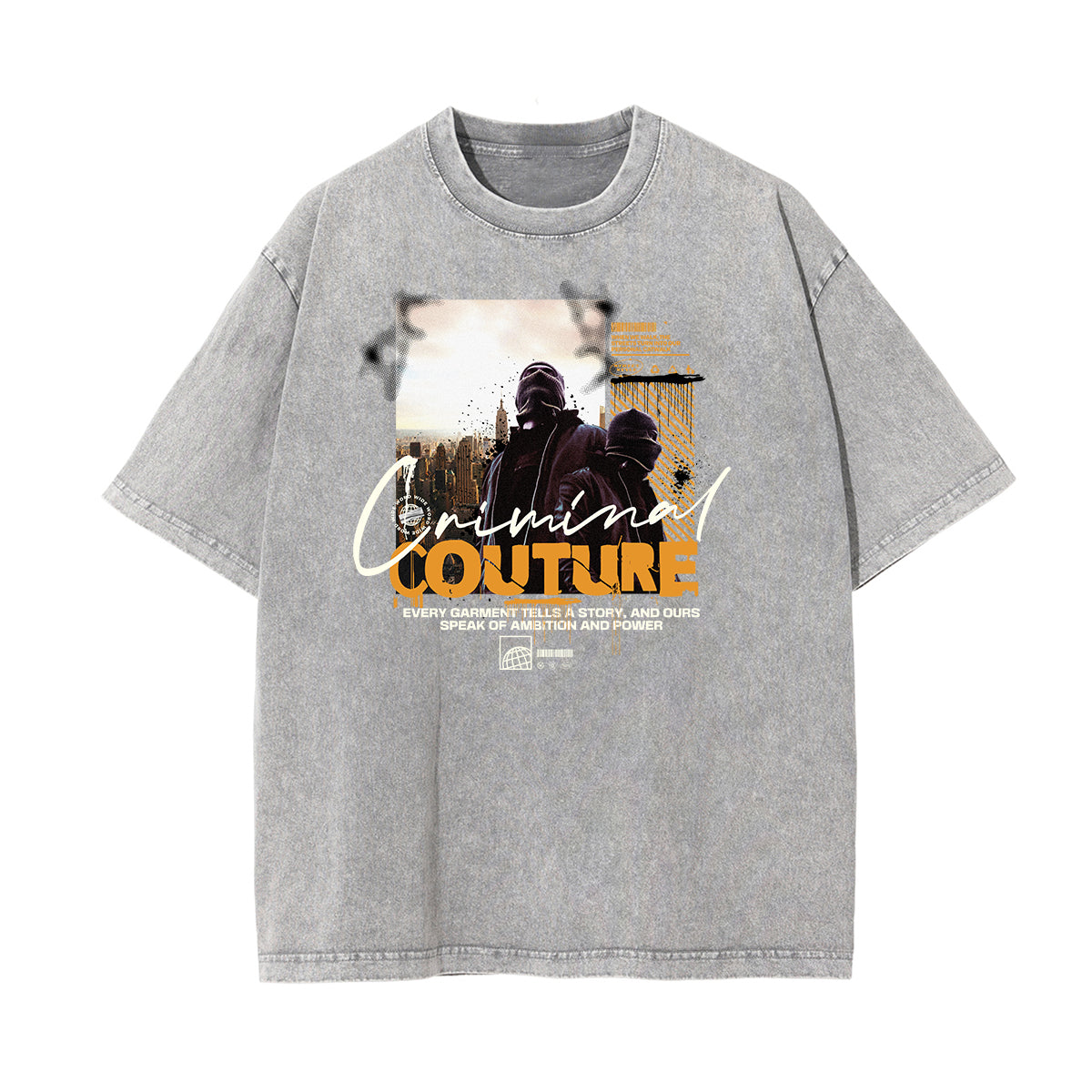 Vintage Faded Gangsta Pattern Tee-INNBLAC Fashion Apparel