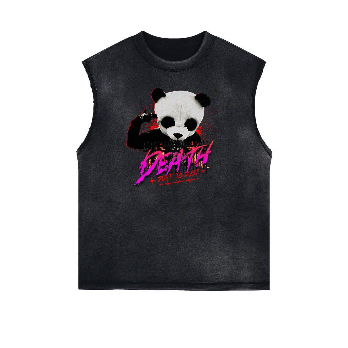 Sleeveless Frayed Edge Gangsta Pattern Tee-INNBLAC Fashion Apparel