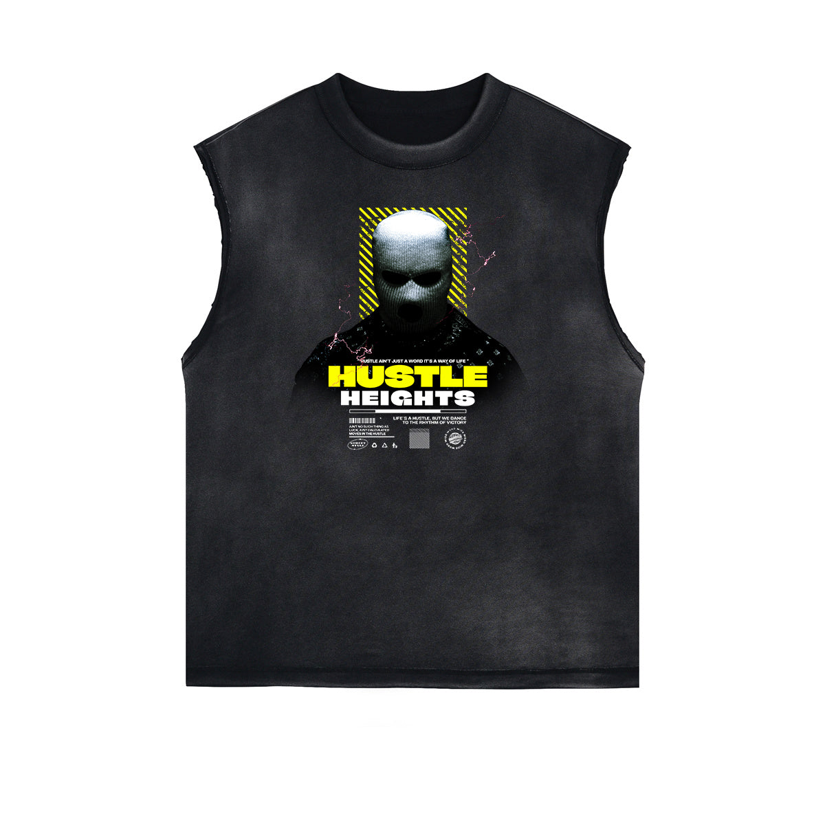 Sleeveless Frayed Edge Gangsta Pattern Tee-INNBLAC Fashion Apparel