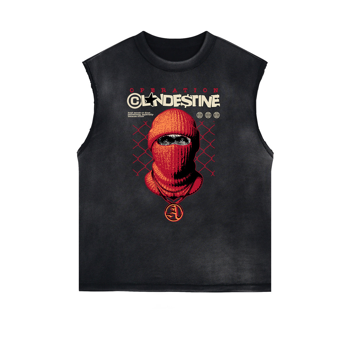 Frayed Edge Sleeveless Gangsta Graphic Tee-INNBLAC Fashion Apparel