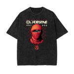 Vintage Washed Gangsta Pattern Tee-INNBLAC Fashion Apparel