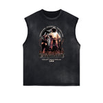 Frayed Edge Sleeveless Gangsta Graphic Tee-INNBLAC Fashion Apparel