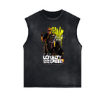 Frayed Edge Sleeveless Gangsta Graphic Tee-INNBLAC Fashion Apparel