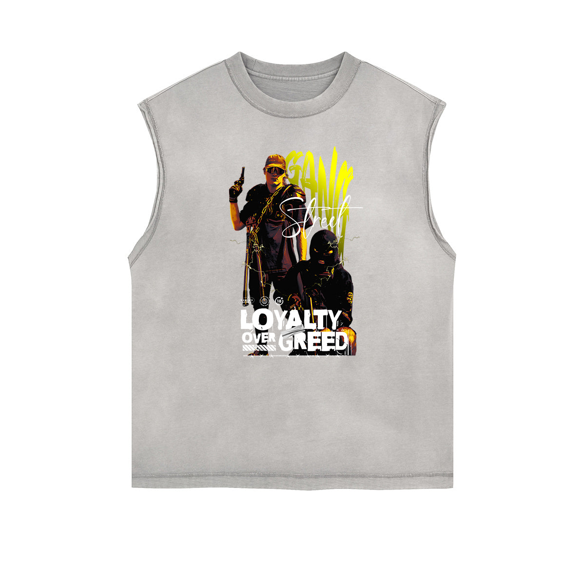 Frayed Edge Gangsta Pattern Tank Top-INNBLAC Fashion Apparel