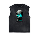Frayed Edge Sleeveless Gangsta Graphic Tee-INNBLAC Fashion Apparel