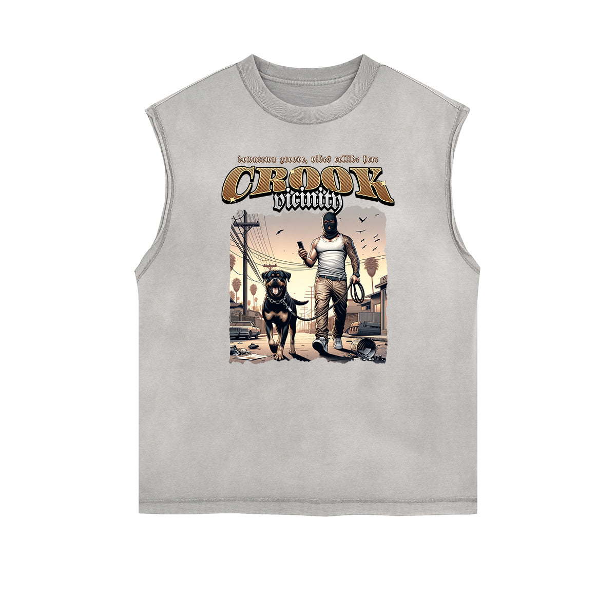 Frayed Edge Gangsta Pattern Tank Top-INNBLAC Fashion Apparel