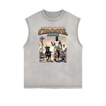 Frayed Edge Gangsta Pattern Tank Top-INNBLAC Fashion Apparel