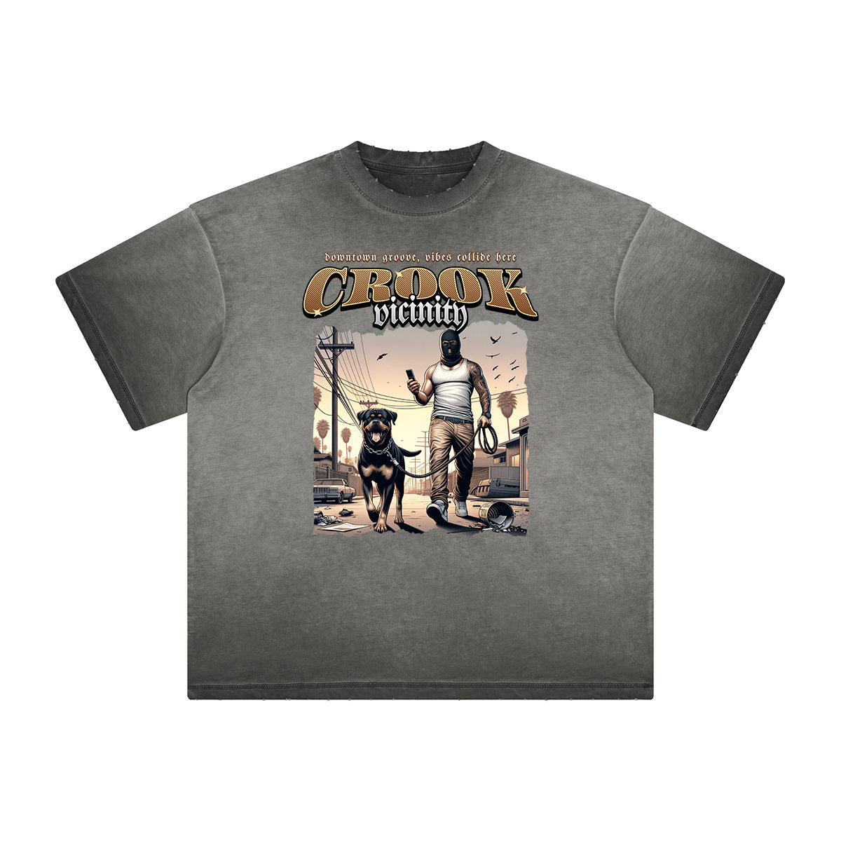 Thick Faded Gangsta Graphic Tee-INNBLAC Fashion Apparel