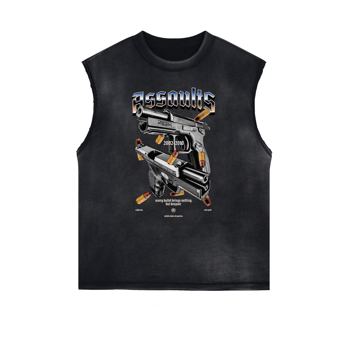Frayed Edge Sleeveless Gangsta Graphic Tee-INNBLAC Fashion Apparel