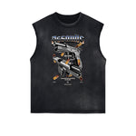 Frayed Edge Sleeveless Gangsta Graphic Tee-INNBLAC Fashion Apparel