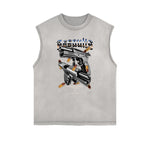 Frayed Edge Gangsta Pattern Tank Top-INNBLAC Fashion Apparel