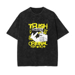 Vintage Washed Gangsta Pattern Tee-INNBLAC Fashion Apparel
