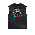 Frayed Edge Sleeveless Gangsta Graphic Tee-INNBLAC Fashion Apparel