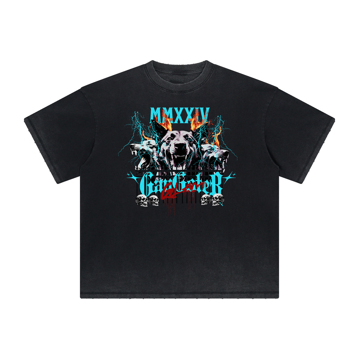 Vintage Frayed Gangsta Pattern Tee-INNBLAC Fashion Apparel