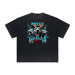 Vintage Frayed Gangsta Pattern Tee-INNBLAC Fashion Apparel