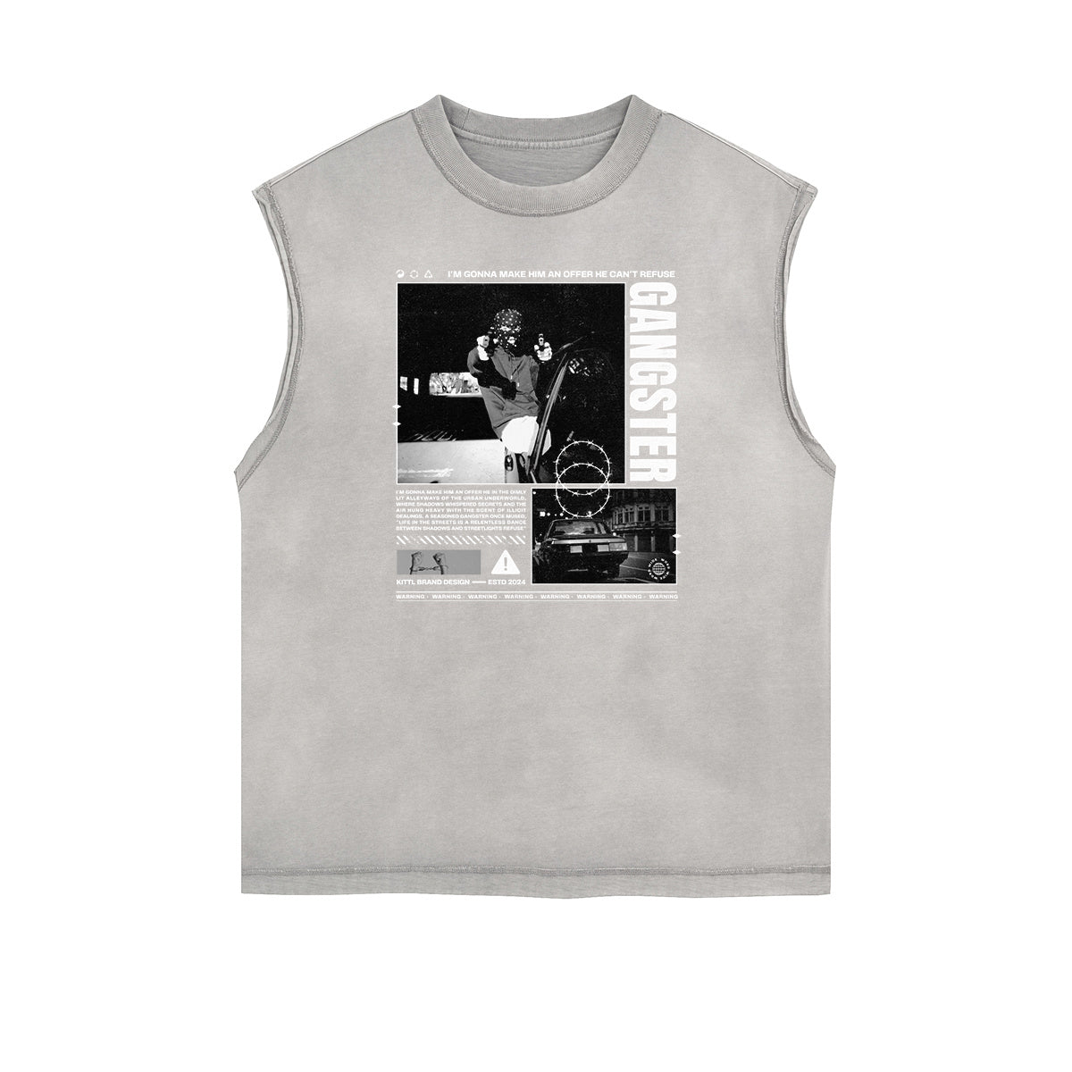 Frayed Edge Gangsta Pattern Tank Top-INNBLAC Fashion Apparel