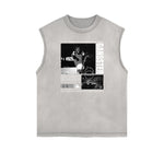 Frayed Edge Gangsta Pattern Tank Top-INNBLAC Fashion Apparel