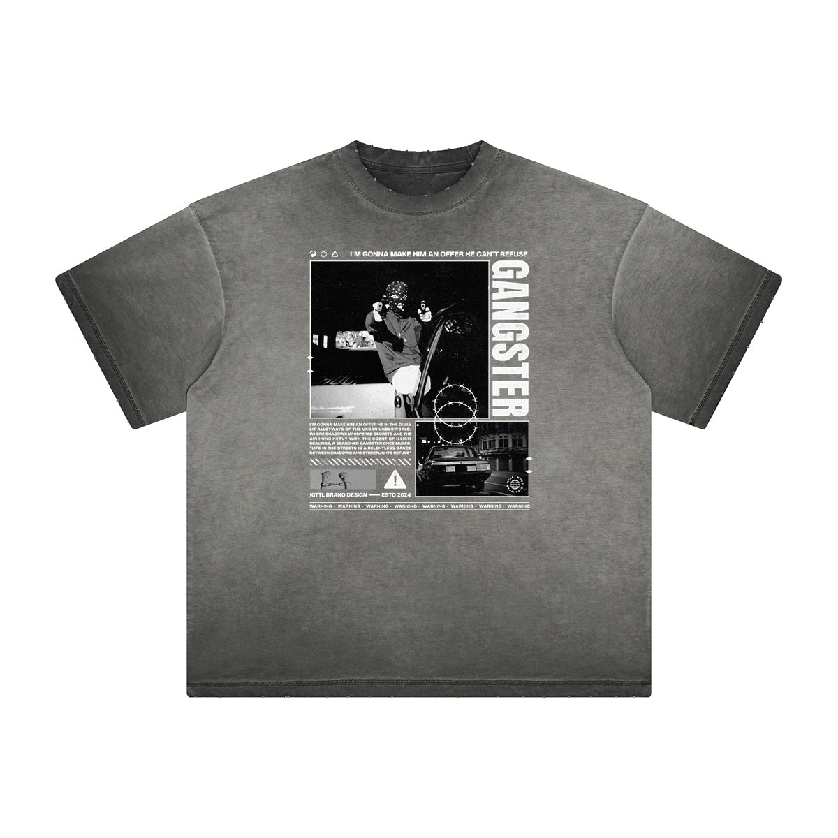 Thick Faded Gangsta Graphic Tee-INNBLAC Fashion Apparel
