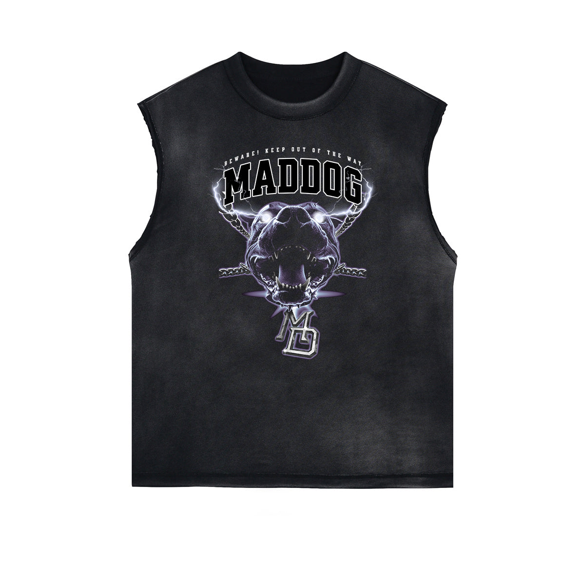 Frayed Edge Sleeveless Gangsta Graphic Tee-INNBLAC Fashion Apparel