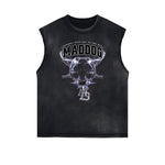 Frayed Edge Sleeveless Gangsta Graphic Tee-INNBLAC Fashion Apparel
