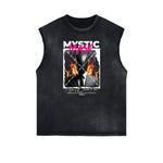 Frayed Edge Sleeveless Gangsta Graphic Tee-INNBLAC Fashion Apparel
