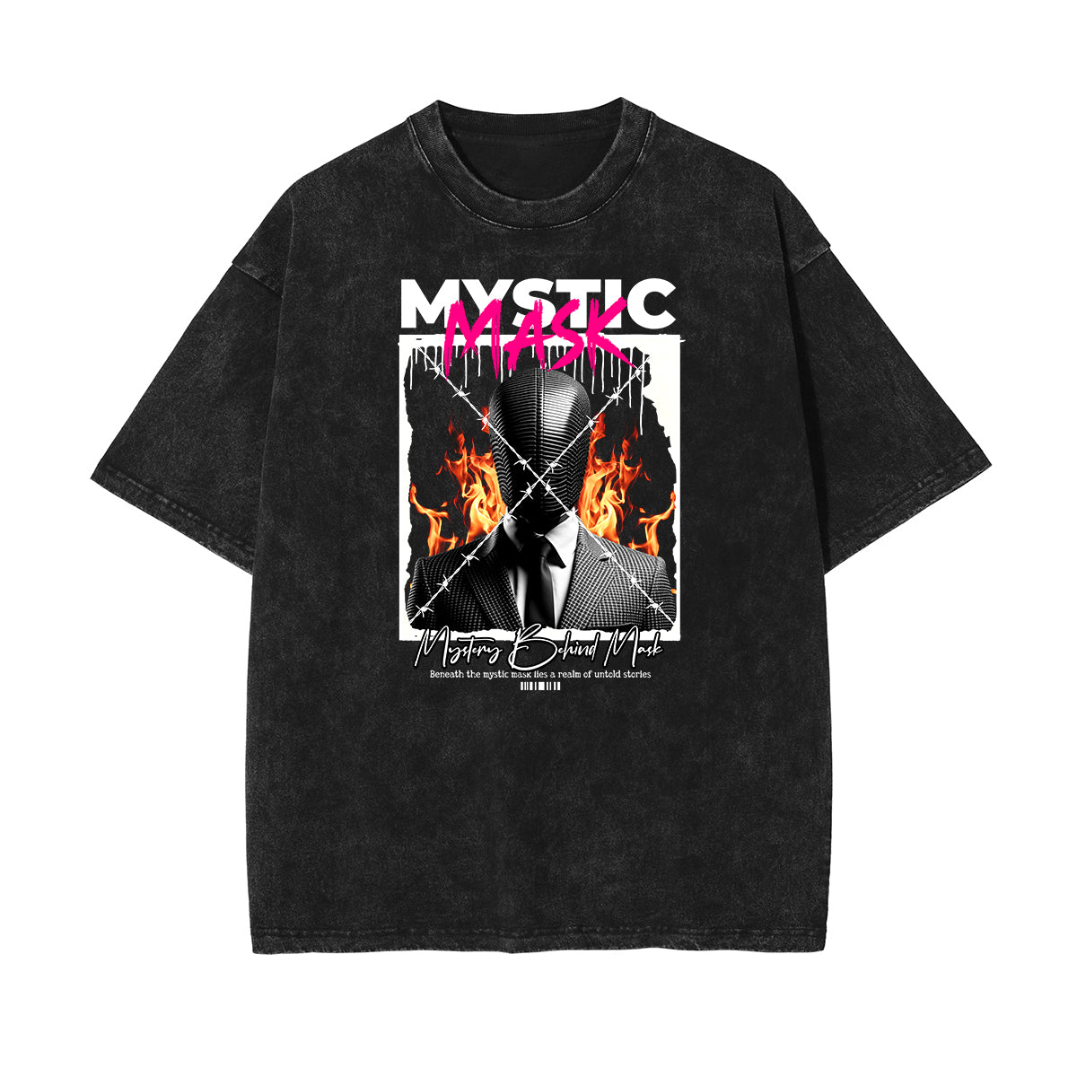Vintage Washed Gangsta Pattern Tee-INNBLAC Fashion Apparel