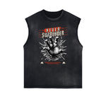 Frayed Edge Sleeveless Gangsta Graphic Tee-INNBLAC Fashion Apparel