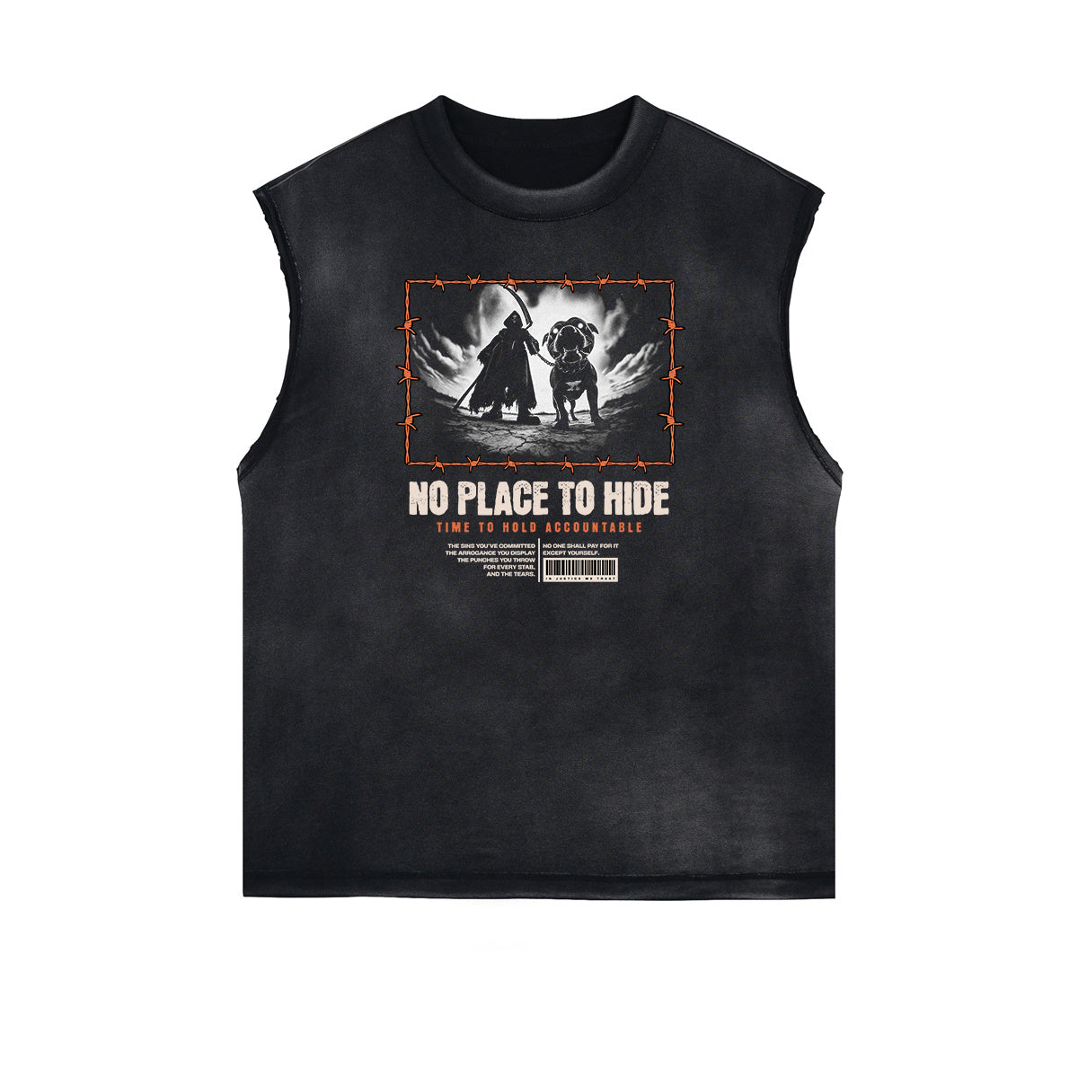 Frayed Edge Sleeveless Gangsta Graphic Tee-INNBLAC Fashion Apparel