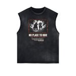 Frayed Edge Sleeveless Gangsta Graphic Tee-INNBLAC Fashion Apparel
