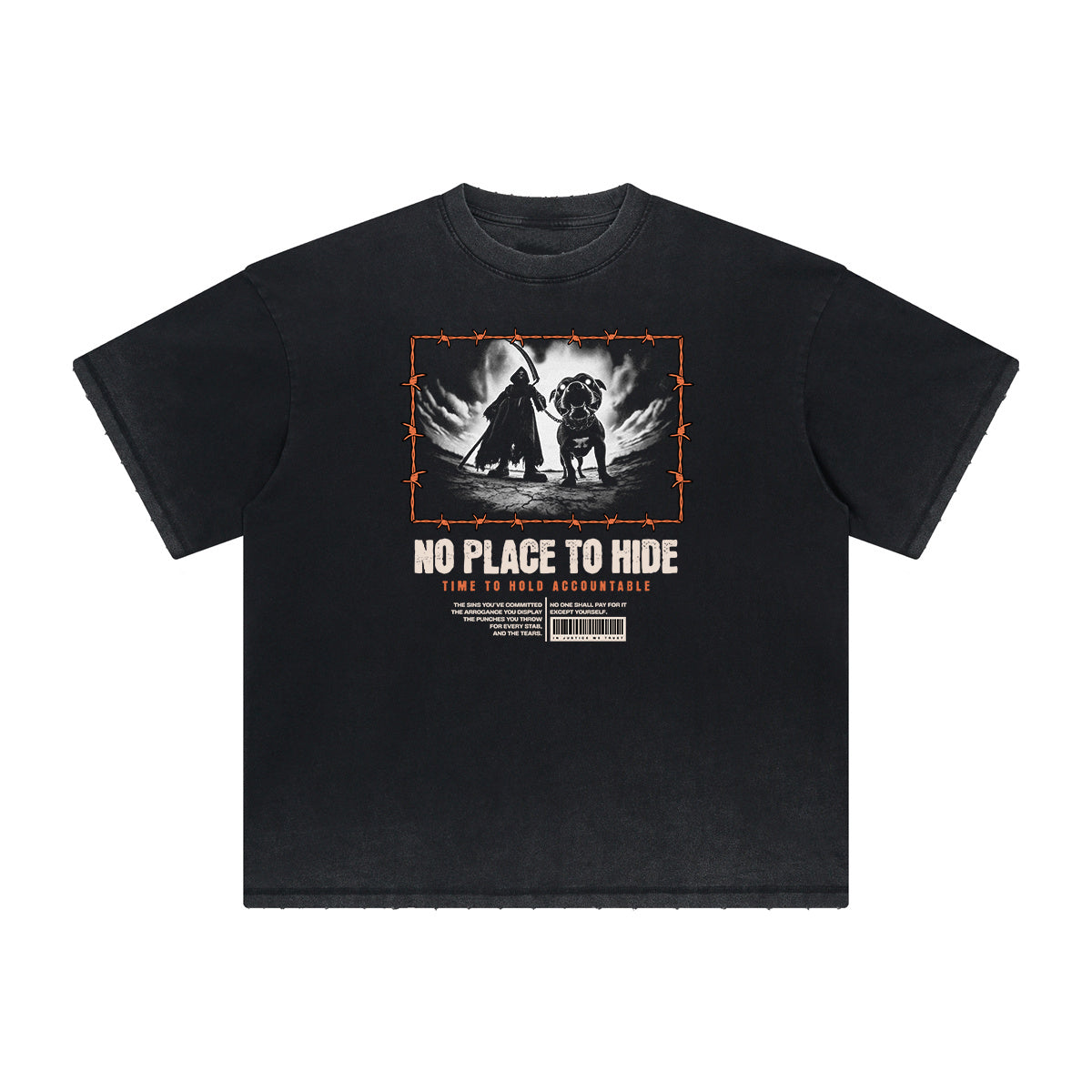 Vintage Frayed Gangsta Pattern Tee-INNBLAC Fashion Apparel