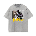 Stone Wash Gangsta Graphic Tee-INNBLAC Fashion Apparel