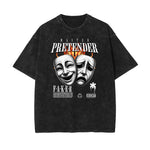 Faded Washed Gangsta Pattern Tee-INNBLAC Fashion Apparel