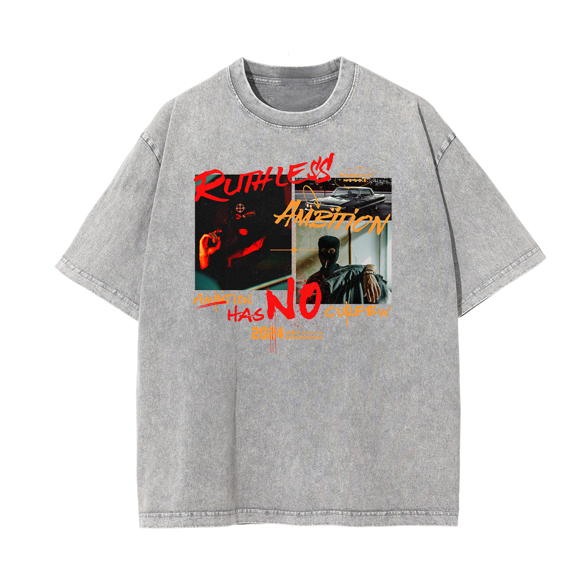 Stone Wash Gangsta Graphic Tee-INNBLAC Fashion Apparel
