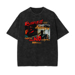 Faded Washed Gangsta Pattern Tee-INNBLAC Fashion Apparel