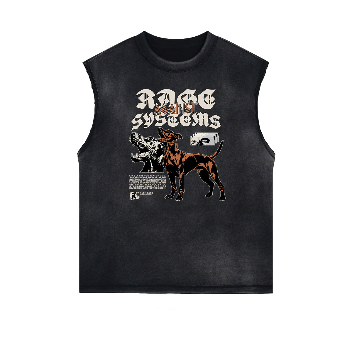 Vintage Sleeveless Gangsta Graphic Tee-INNBLAC Fashion Apparel
