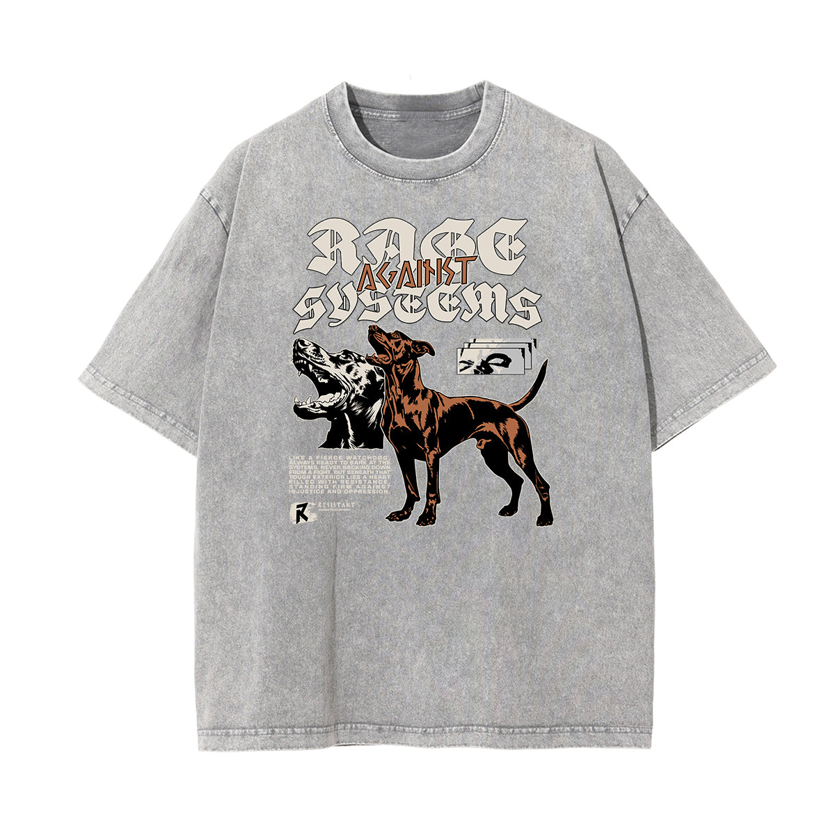 Stone Wash Gangsta Graphic Tee-INNBLAC Fashion Apparel
