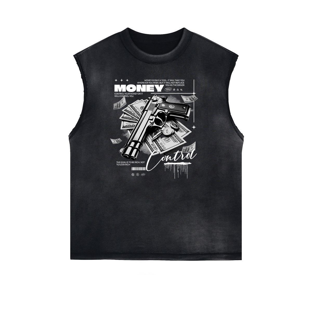 Vintage Sleeveless Gangsta Graphic Tee-INNBLAC Fashion Apparel