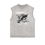 Faded Frayed Gangsta Graphic Tank Top-INNBLAC Fashion Apparel