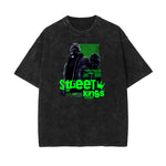 Faded Washed Gangsta Pattern Tee-INNBLAC Fashion Apparel