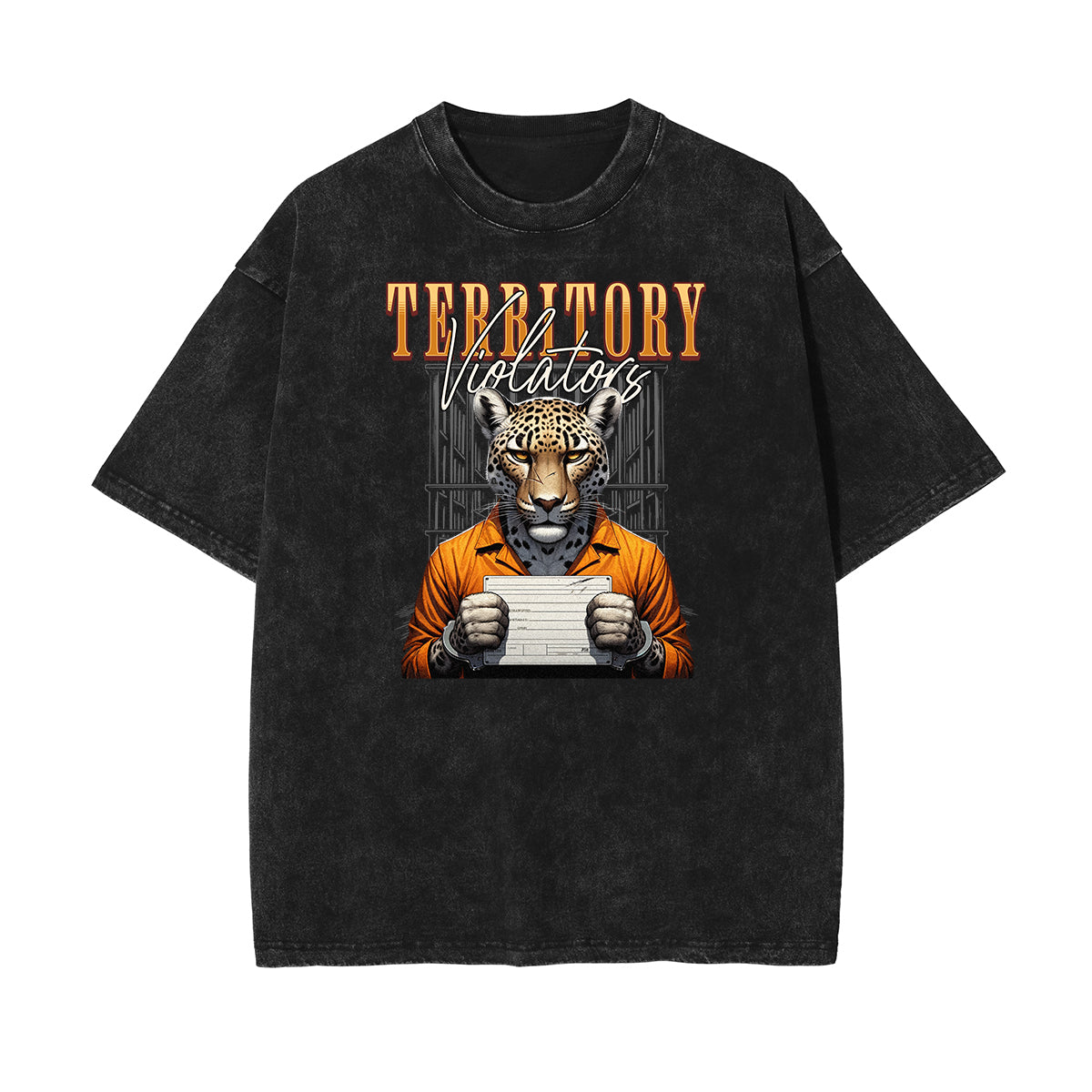 Faded Washed Gangsta Pattern Tee-INNBLAC Fashion Apparel