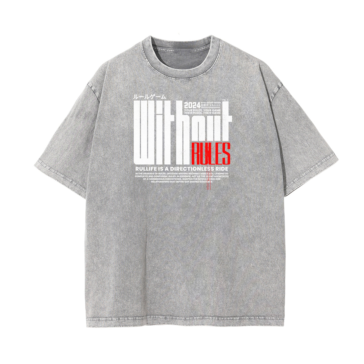 Stone Wash Gangsta Graphic Tee-INNBLAC Fashion Apparel