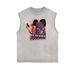Faded Frayed Gangsta Graphic Tank Top-INNBLAC Fashion Apparel