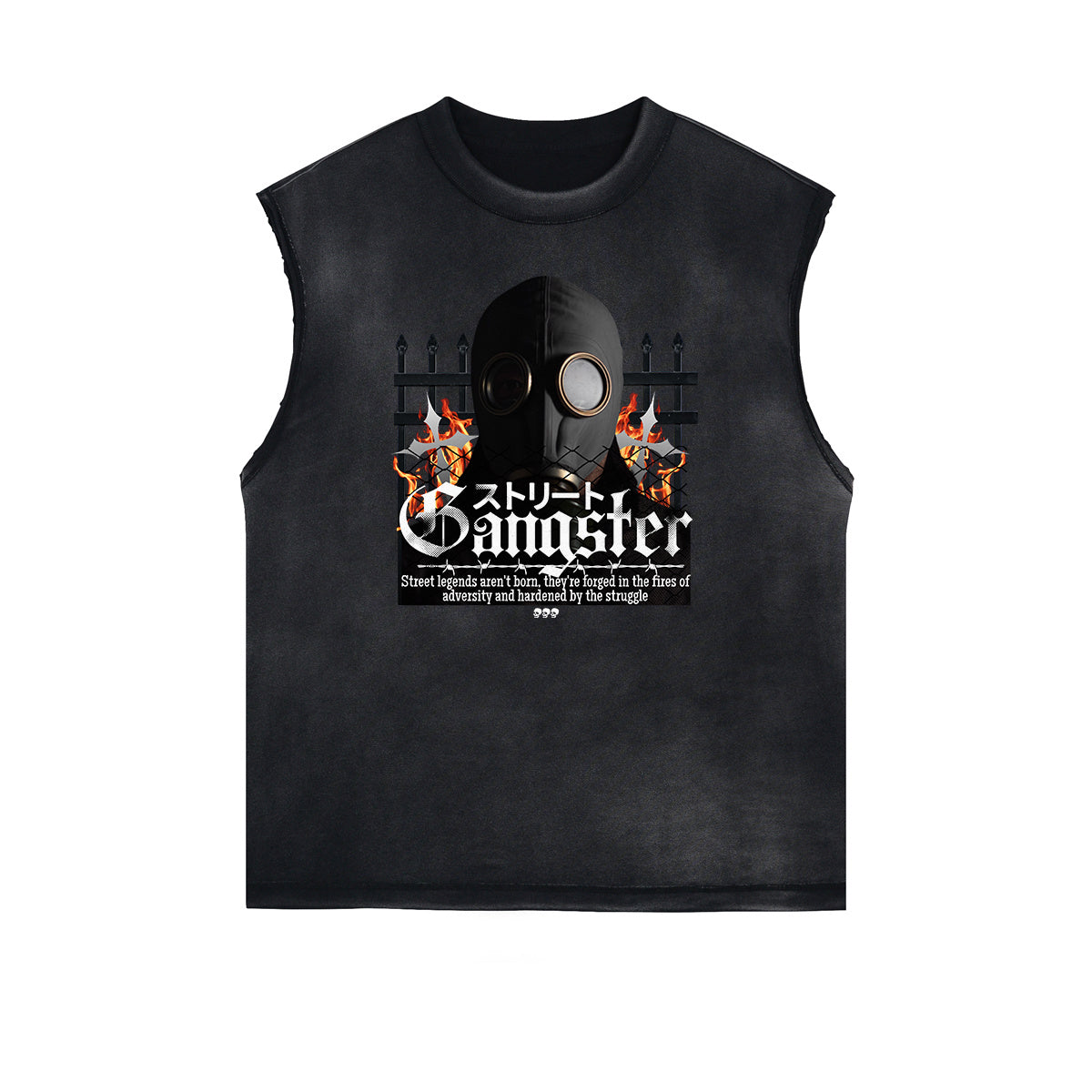 Vintage Sleeveless Gangsta Graphic Tee-INNBLAC Fashion Apparel