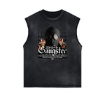 Vintage Sleeveless Gangsta Graphic Tee-INNBLAC Fashion Apparel