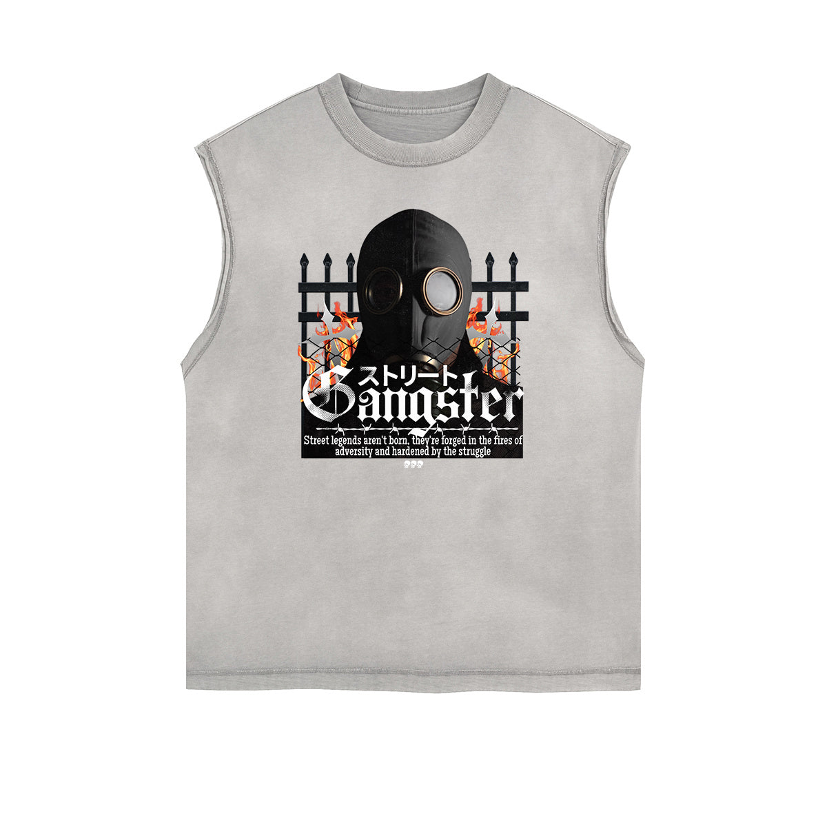 Faded Frayed Gangsta Graphic Tank Top-INNBLAC Fashion Apparel