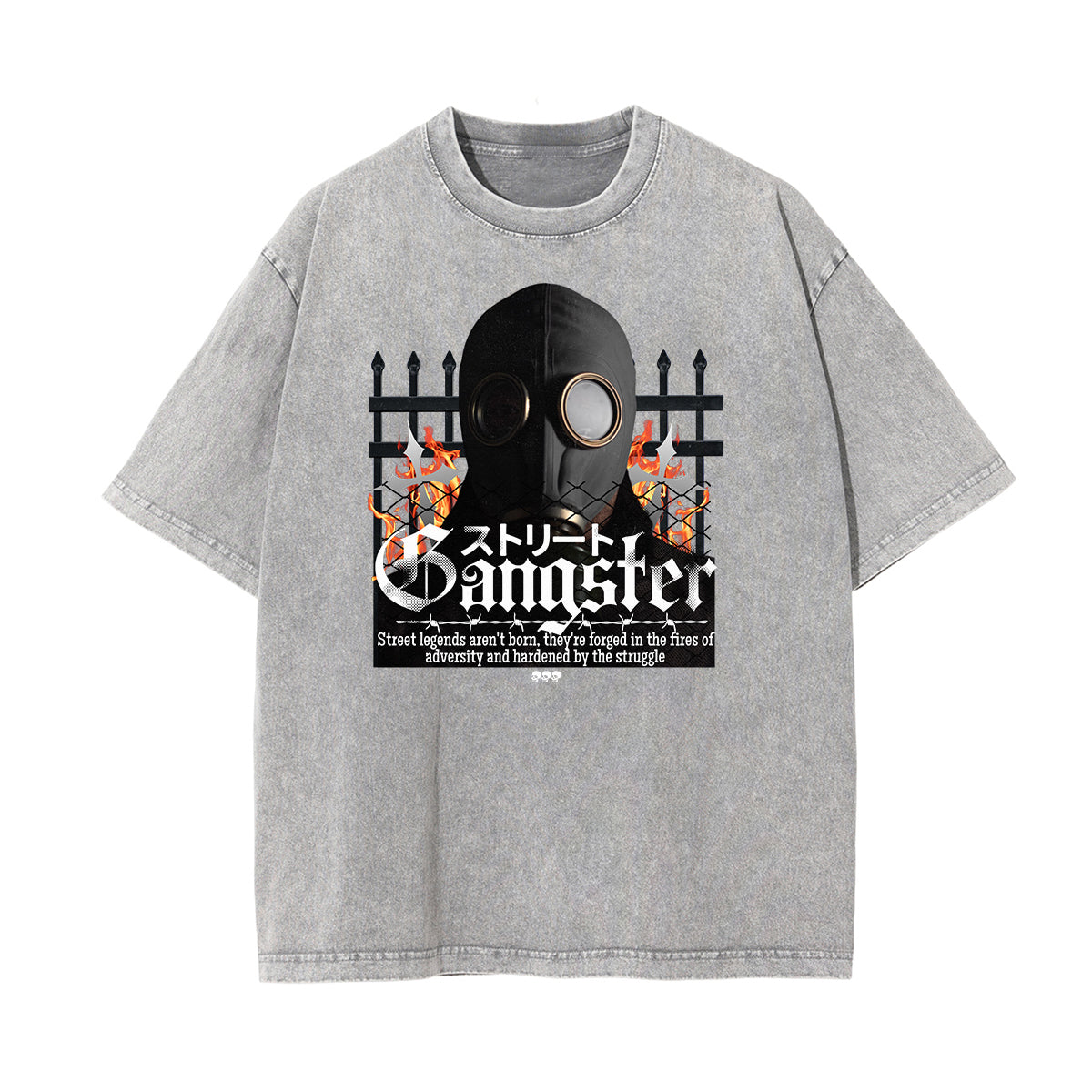 Stone Wash Gangsta Graphic Tee-INNBLAC Fashion Apparel