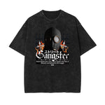 Faded Washed Gangsta Pattern Tee-INNBLAC Fashion Apparel