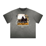 Distressed Faded Gangsta Pattern Tee-INNBLAC Fashion Apparel